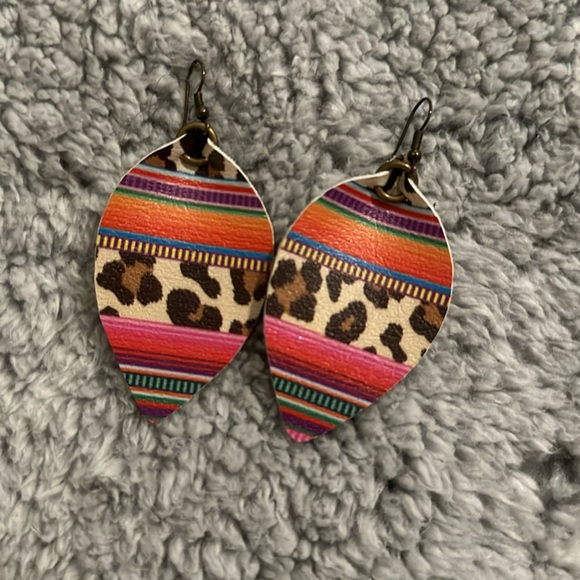 Jewelry - Leopard, colorful faux leather earrings